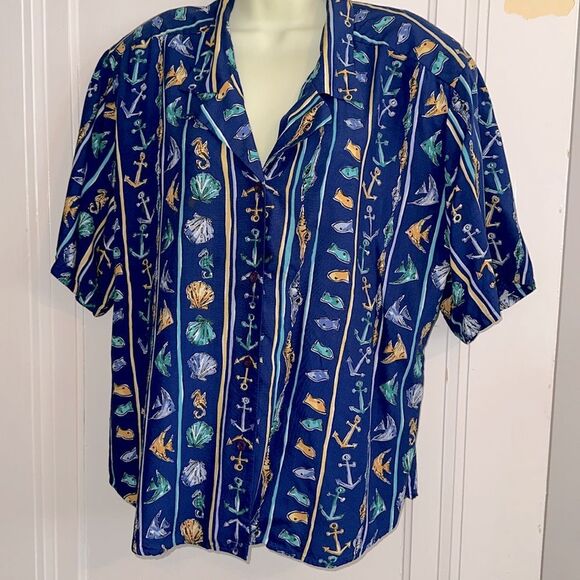 Vintage Pendleton Blue, Turquoise & Gold Nautical Beach Print Skirt Set - Picture 4 of 10